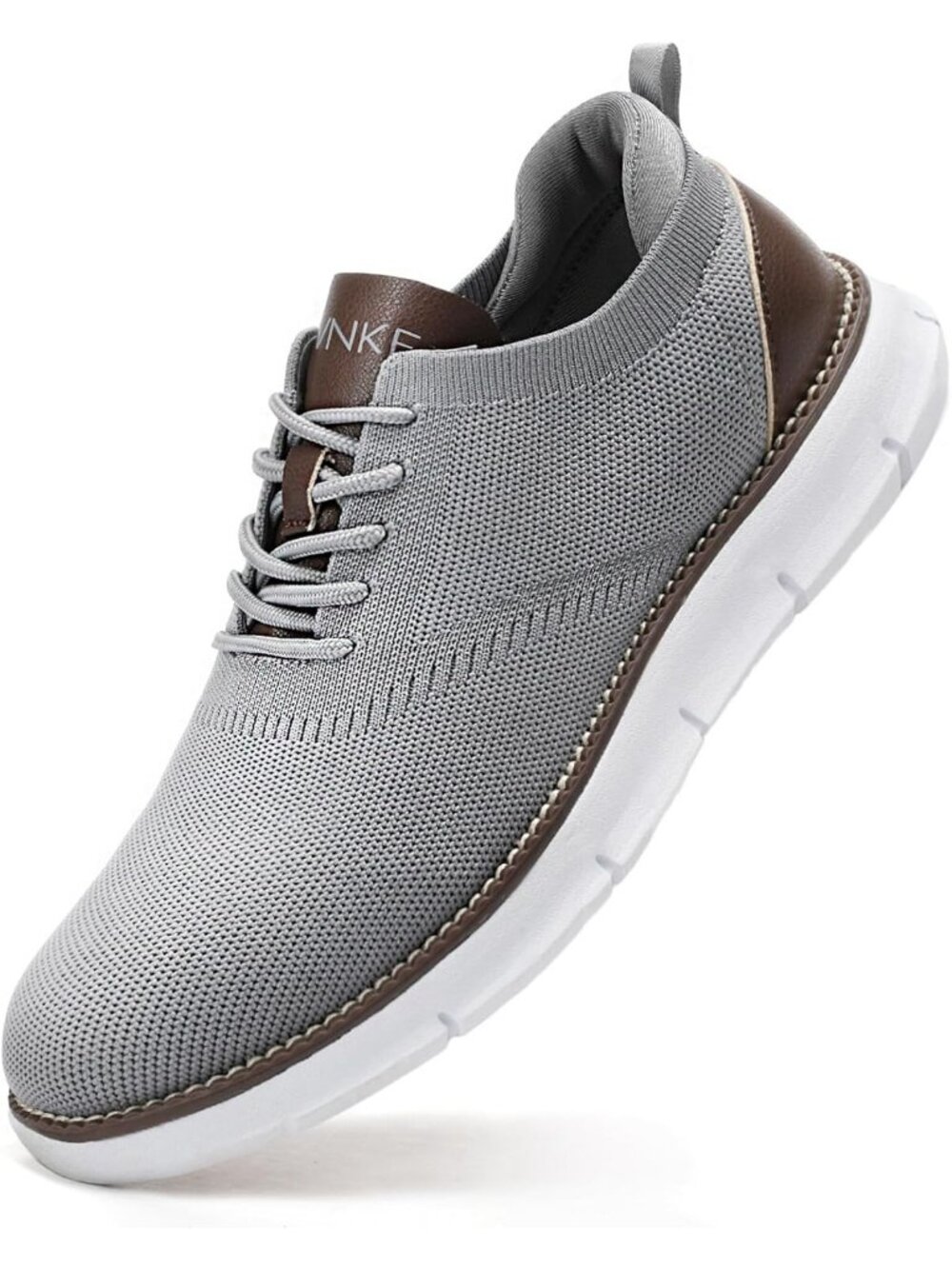 SVNKE Men's Light Gray Rubber Lightweight Comfortable Lace Up Casual Sneakers